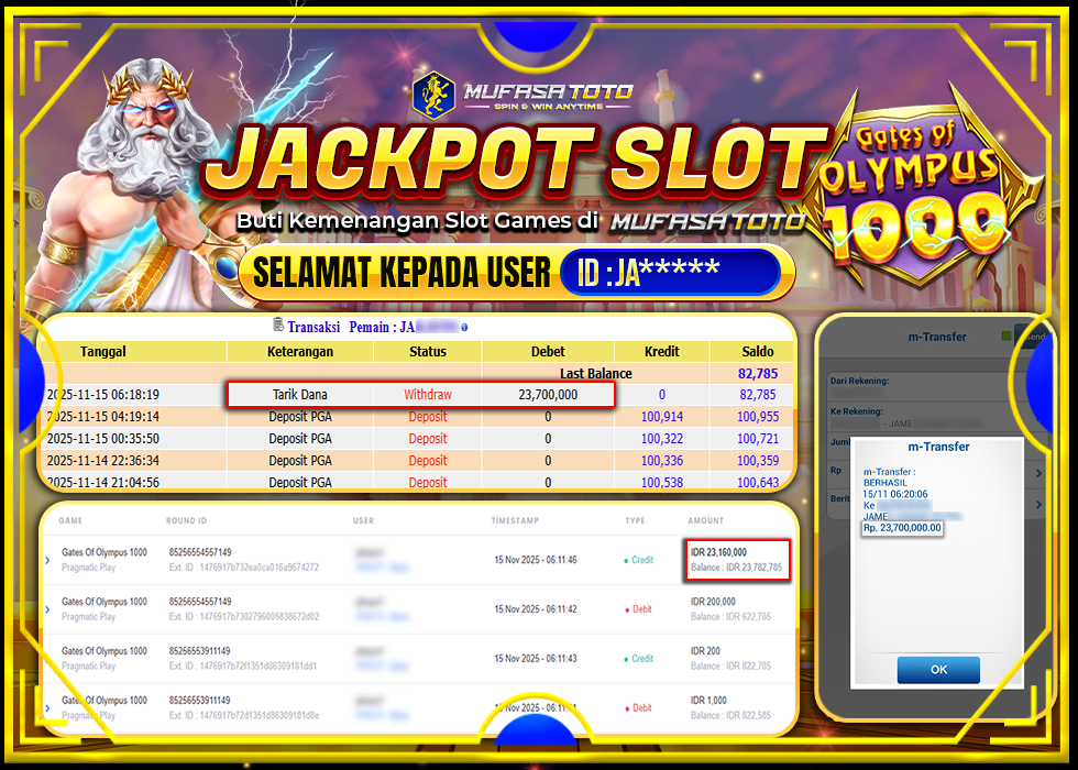 MUFASATOTO JACKPOT PRAGMATIC PLAYRp.23.700.000|LUNAS